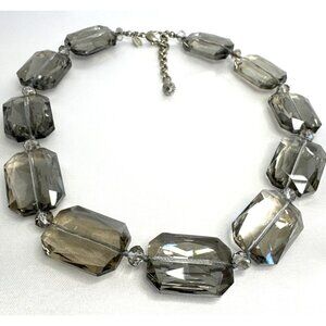 Leslie Danzis Chunky Smoky Glass Beaded Necklace Unique Statement Jewelry